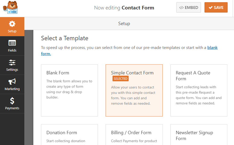 wpforms form templates