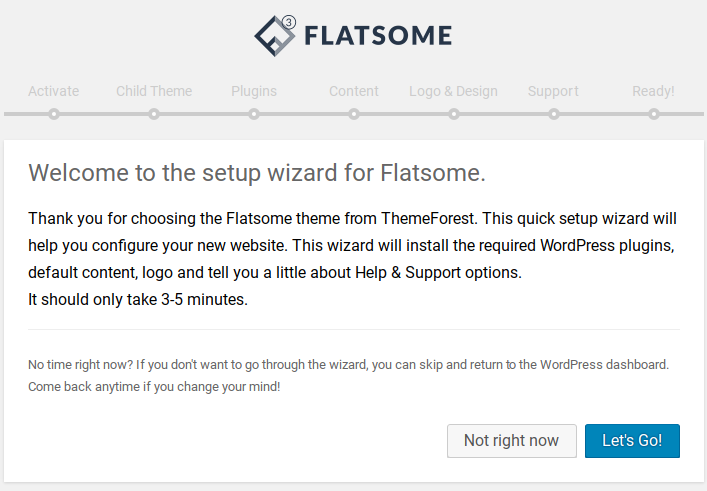 Flatsome Review - setup wizard