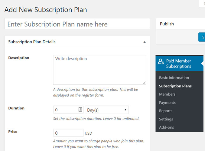 add new subscription plan