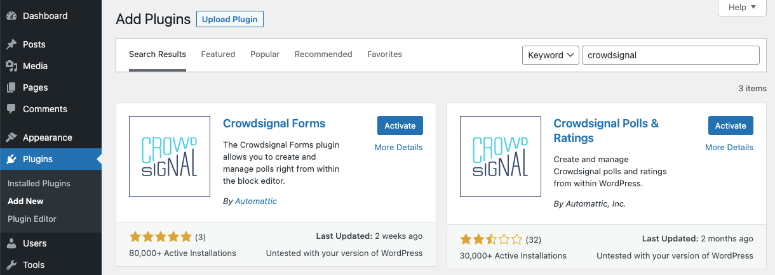 crowdsignal wordpress plugins