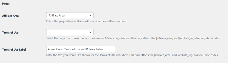 set affiliate program pages affiliatewp