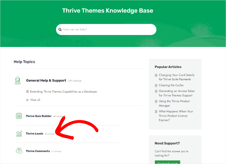 thrive themes knowledge base