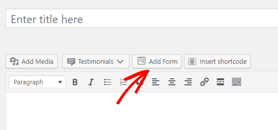 wpforms add form button