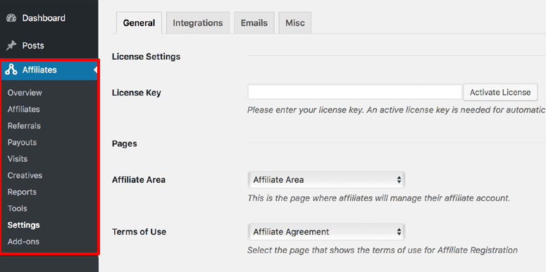 Affiliatewp installation