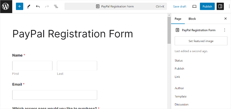 wpforms paypal registration form draft