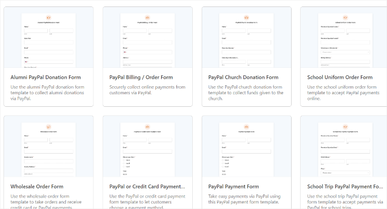 wpforms paypal templates