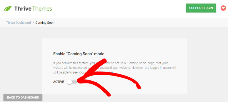 thrive suite enable coming soon mode