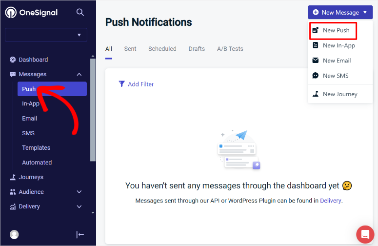 onesignal new push notification