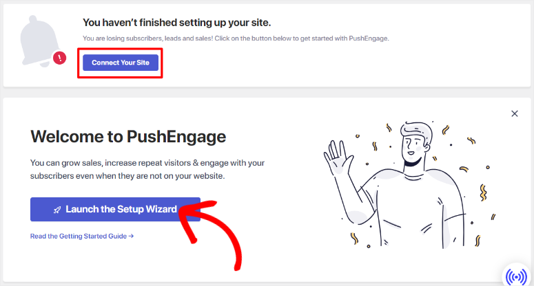 pushengage connect your site