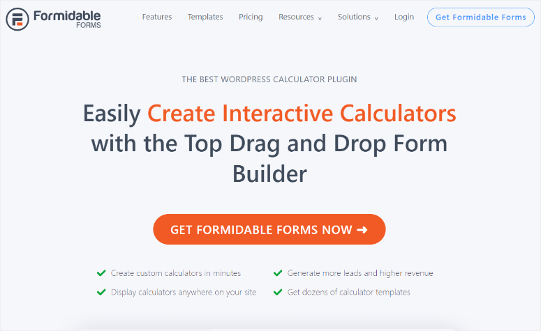 formidable forms calculator homepage