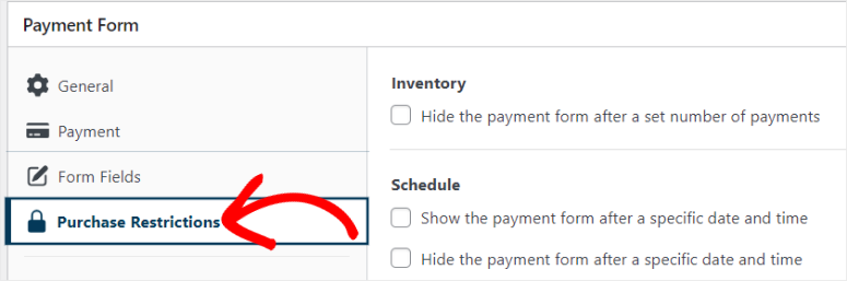 wp simple pay purchase restrictions