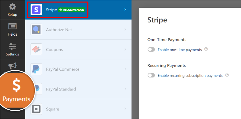 wpforms stripe payment activation