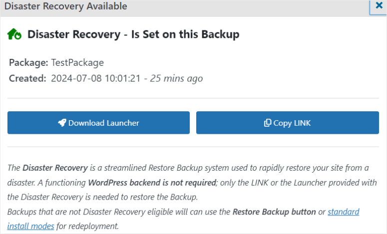 duplicator pro disaster recovery