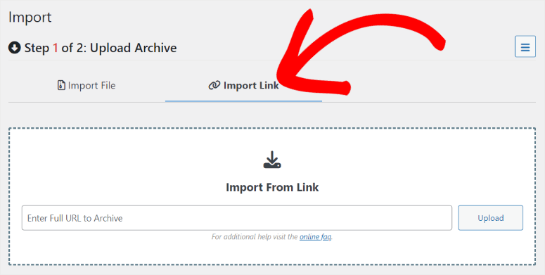 duplicator pro import link