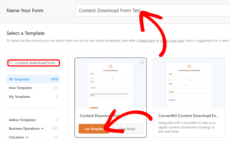 wpforms content download form