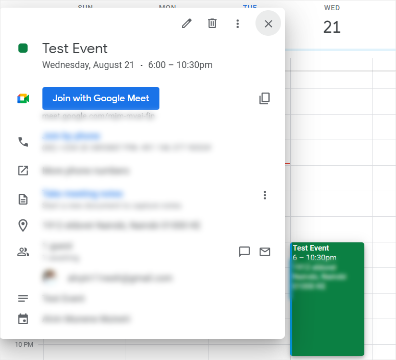 google calendar sample