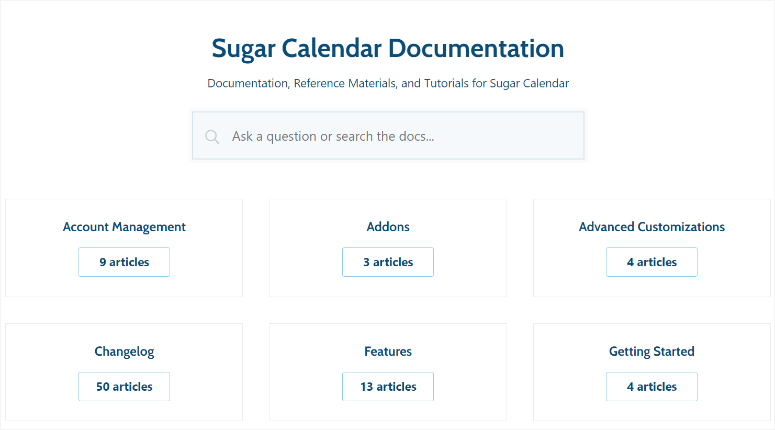 sugar calendar documentation