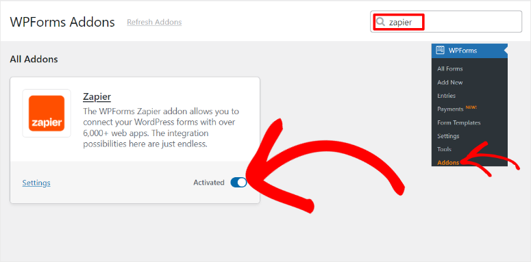 wpforms zapier addon