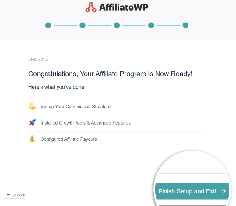 affiliatewp setup wizard complete