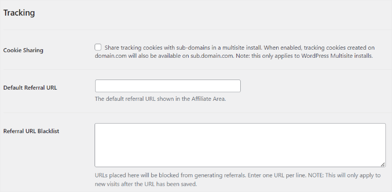 affiliatewp tracking setup