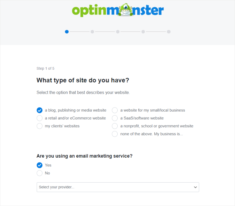 optinmonster setup wizard