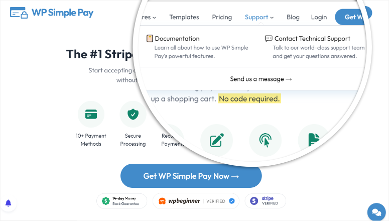 wp simple pay homepage documentation