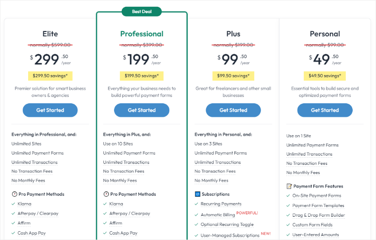 wp simple pay pricing