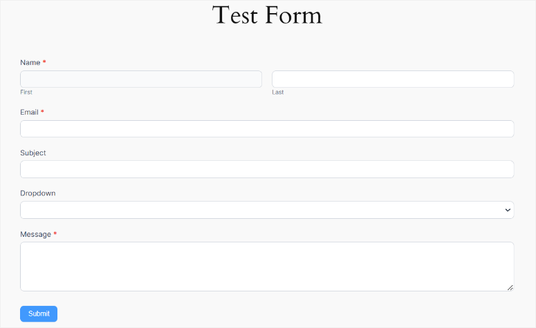 Formidable forms sample form