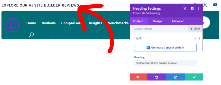 divi customize ai header