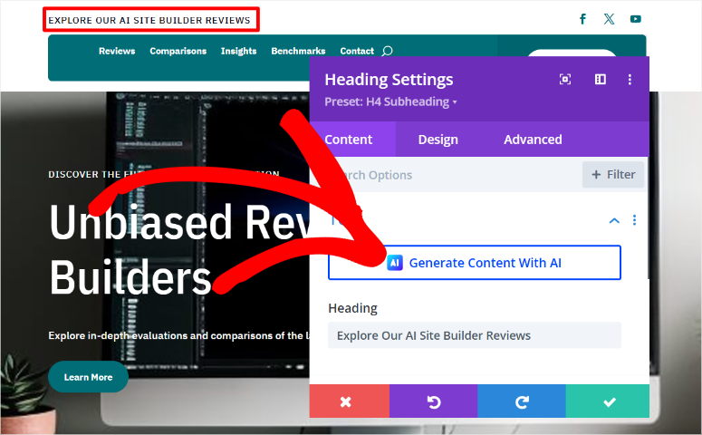 divi edit content with ai