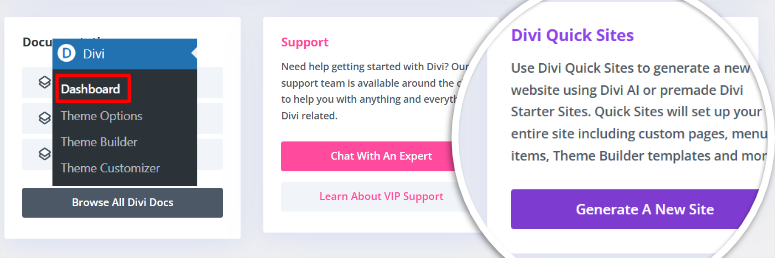 divi generate a new site