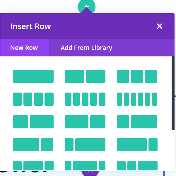 divi insert regular row