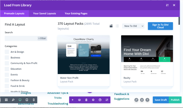 divi layout library