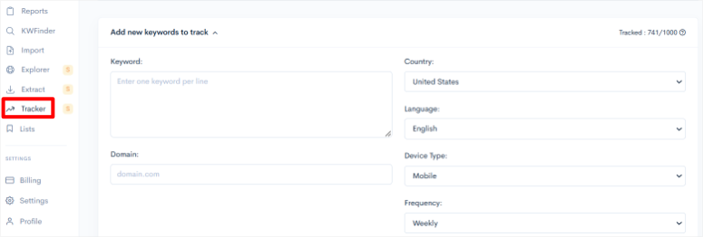 lowfruits setup keyword tracker