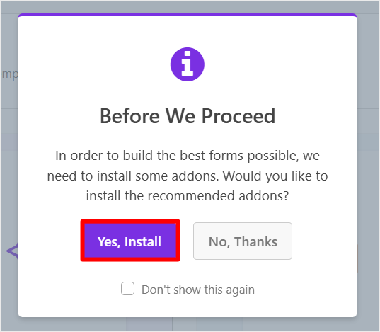 wpforms ai form builder install addons